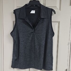 Izod Charcoal Sleeveless Polo Top